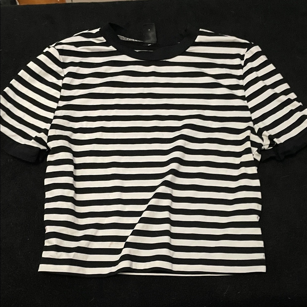SHEIN Black and White Striped Tee